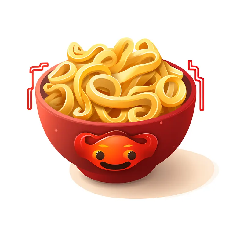 Cute Cartoon Red Bowl of Noodles