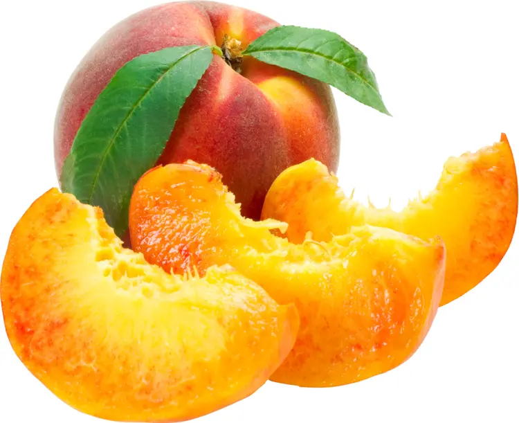 Juicy Peach Slices with Leaves