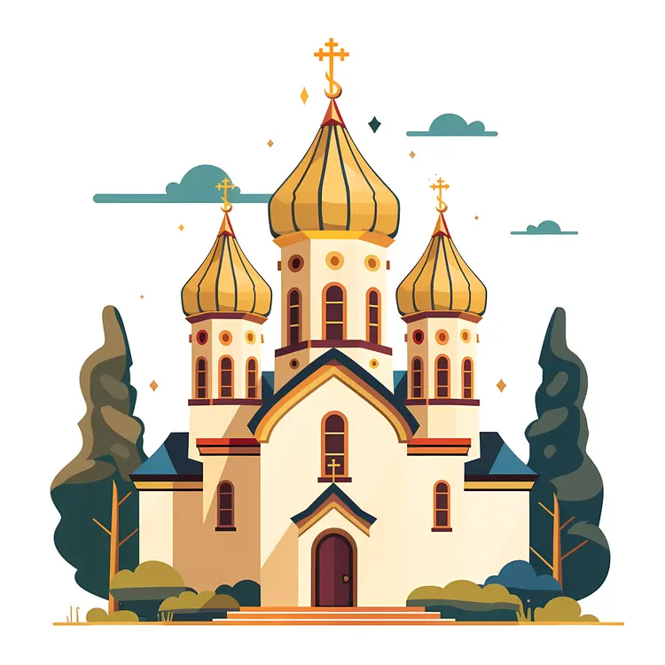 Golden Domed Church Illustration