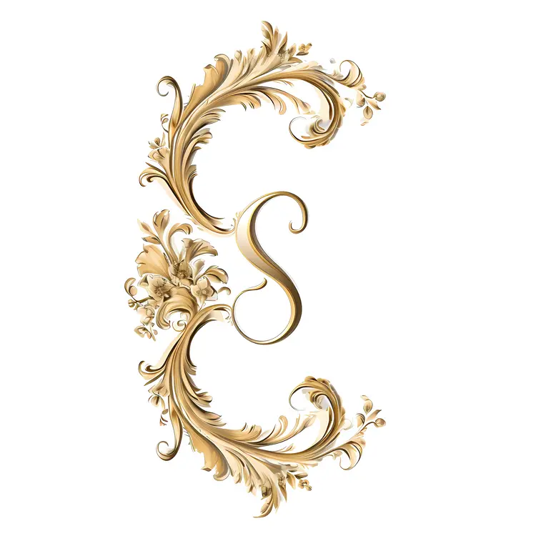Golden Floral Ornament with Letter S