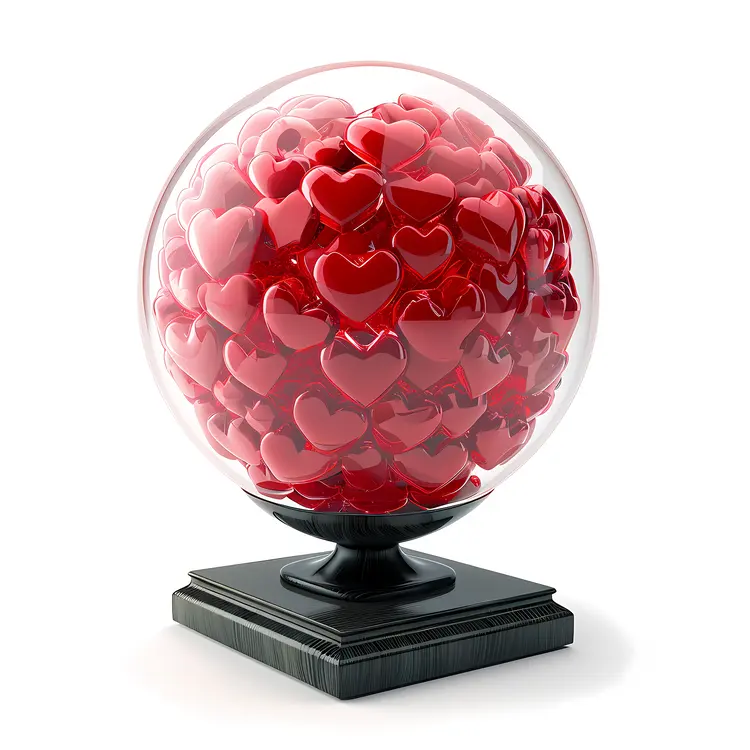 Globe Filled with Red Hearts