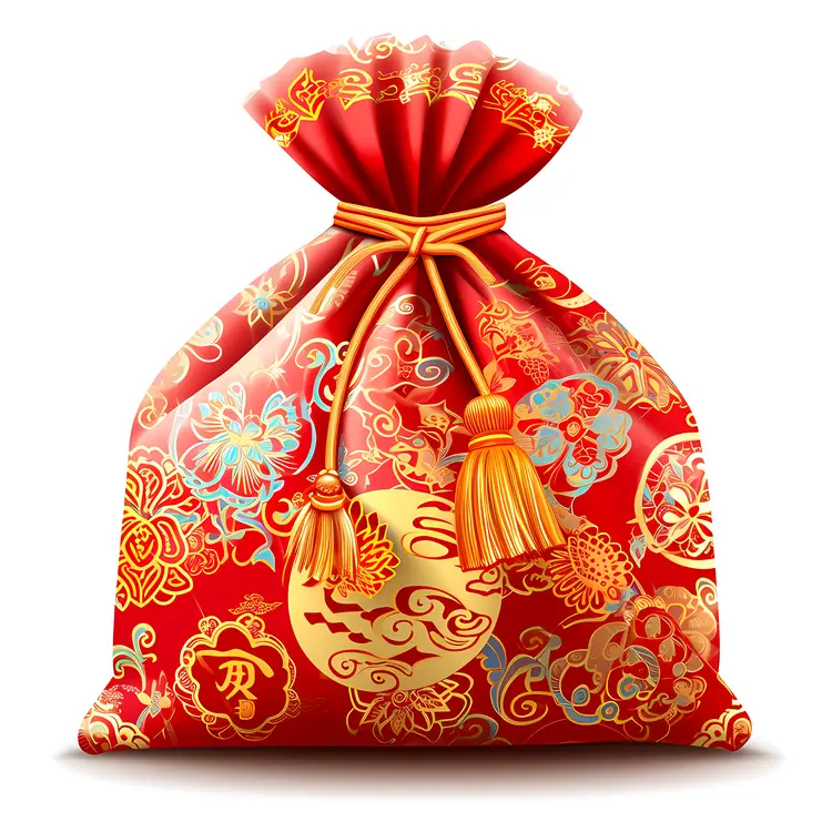 Red Bag with Colorful Patterns