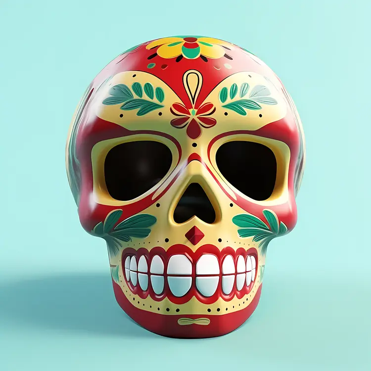 Colorful Skull with Floral Patterns
