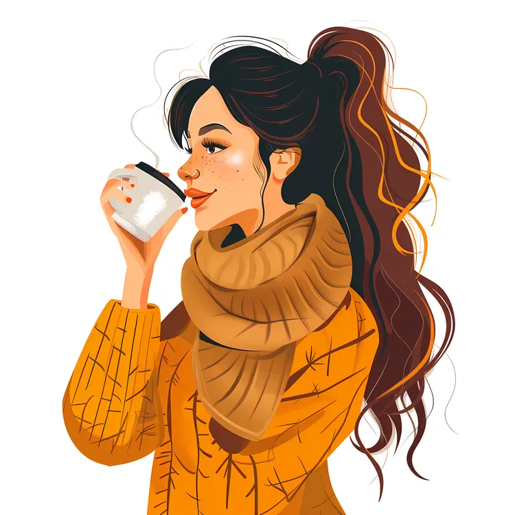 Woman Enjoying a Cup of Coffee