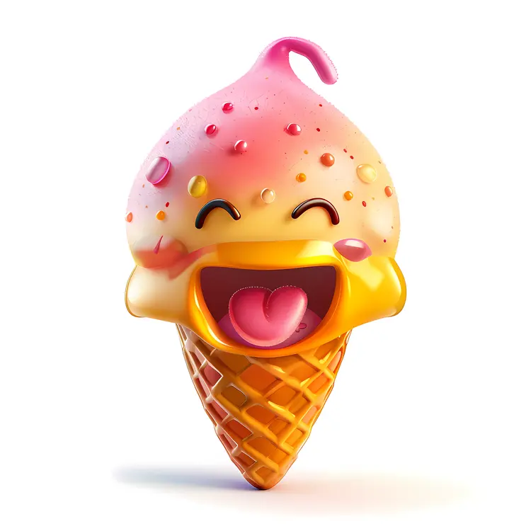 Smiling Ice Cream Cone with Sprinkles