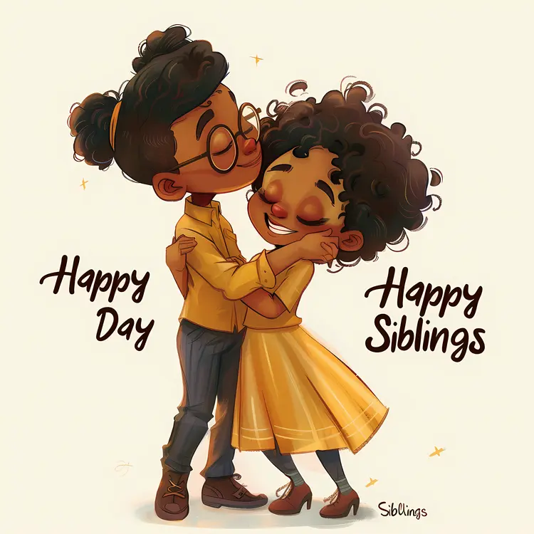 Happy Siblings Day with Hugging Siblings