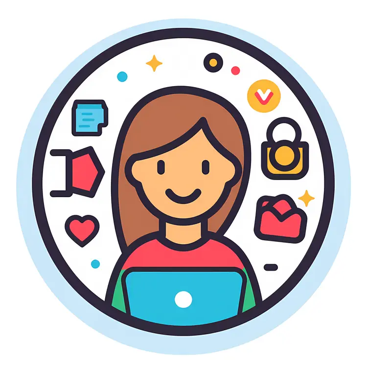 Woman Working on Laptop Icon