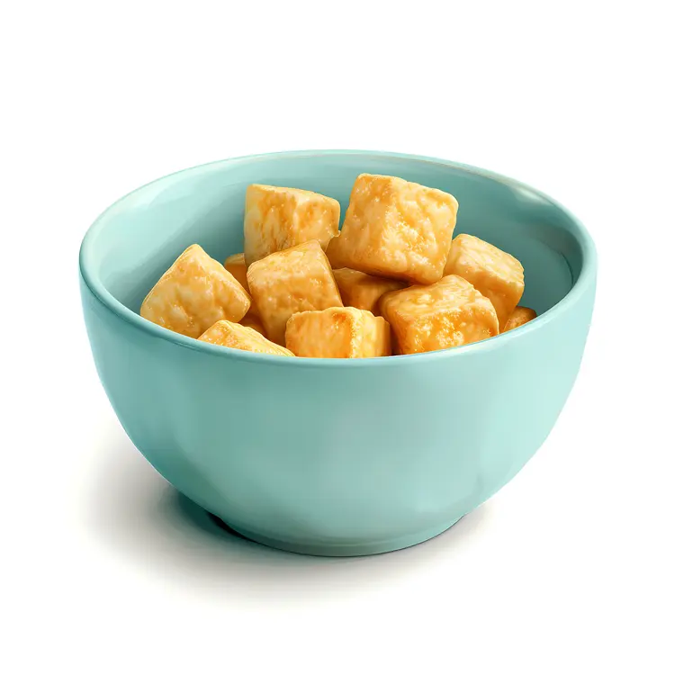 Crispy Fried Tofu Cubes in Bowl