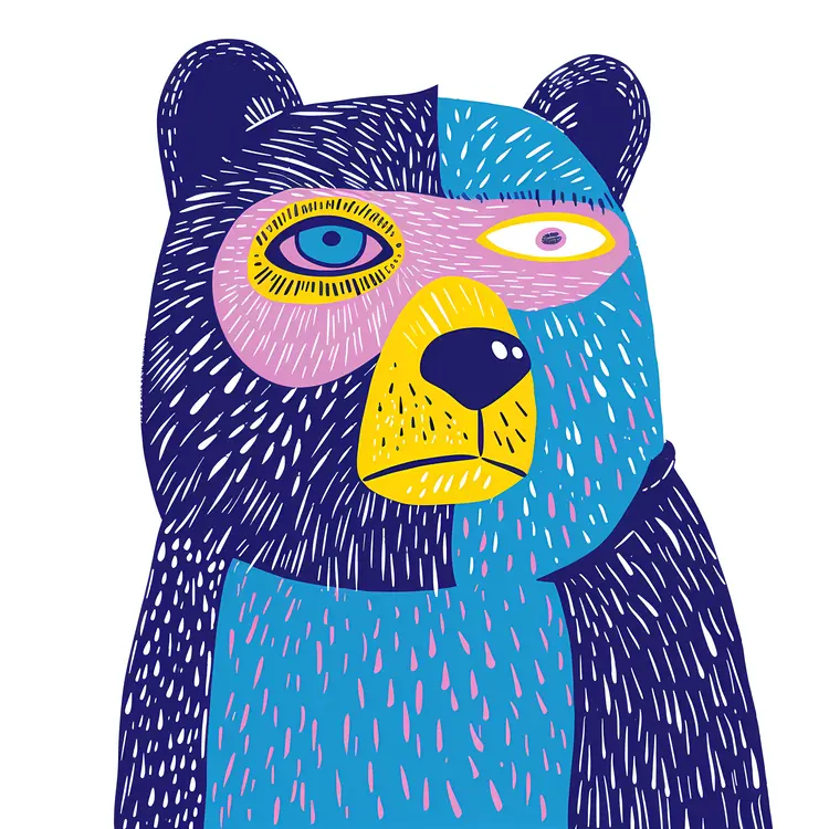 Colorful Cartoon Bear Illustration