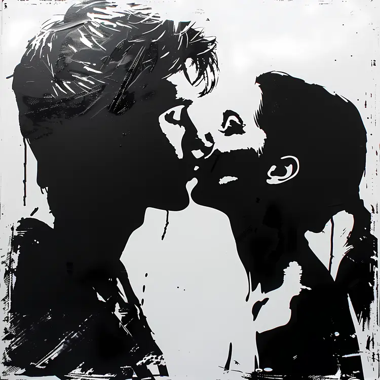 Silhouette of a Kissing Couple