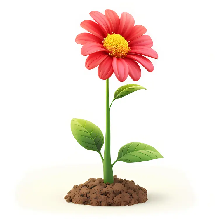 Red Daisy in Soil