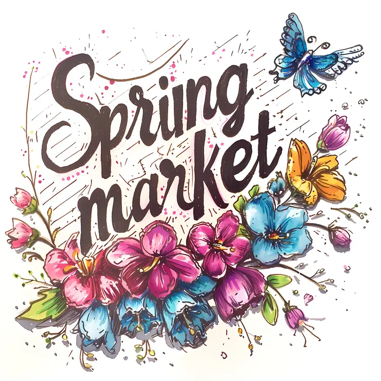 Spring Market with Flowers