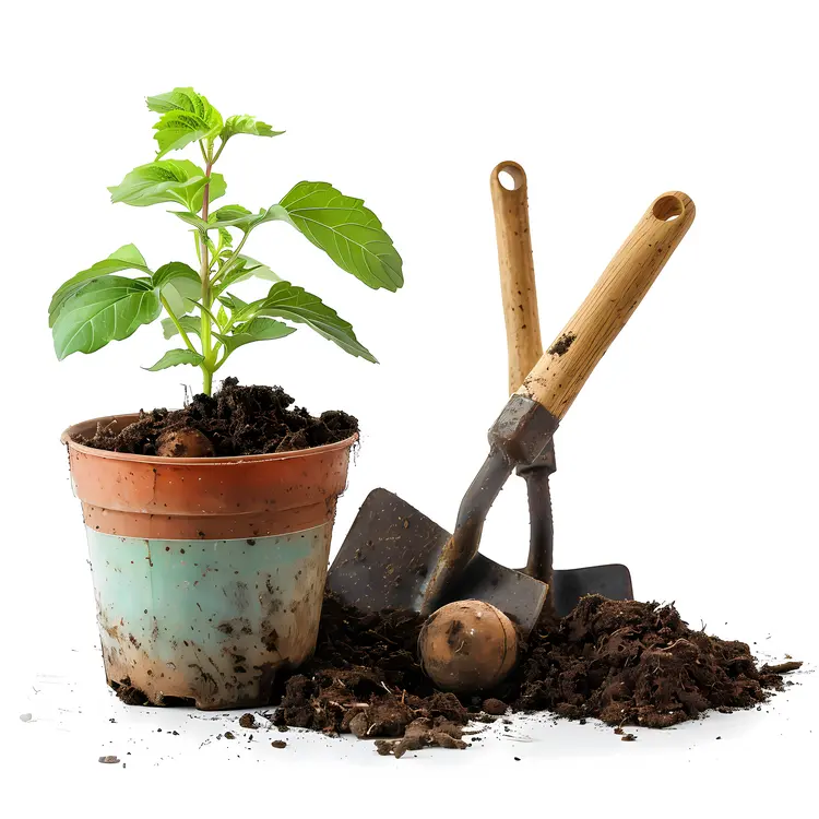 Gardening Tools with Potted Plant