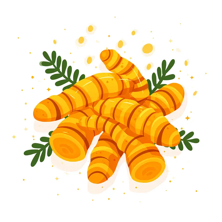 Fresh Turmeric Roots with Leaves