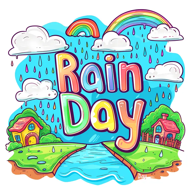 Colorful Rain Day Illustration