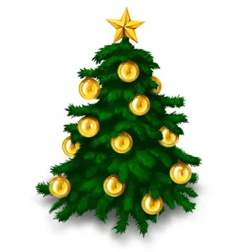 Christmas Tree with Golden Ornaments