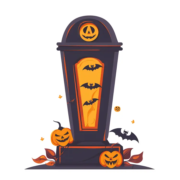 Black Coffin with Bats for Halloween