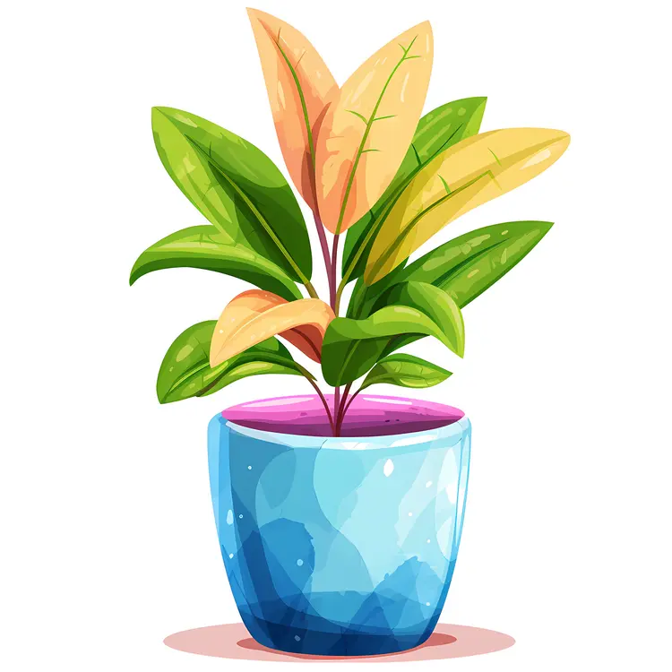 Green and Yellow Potted Plant Illustration