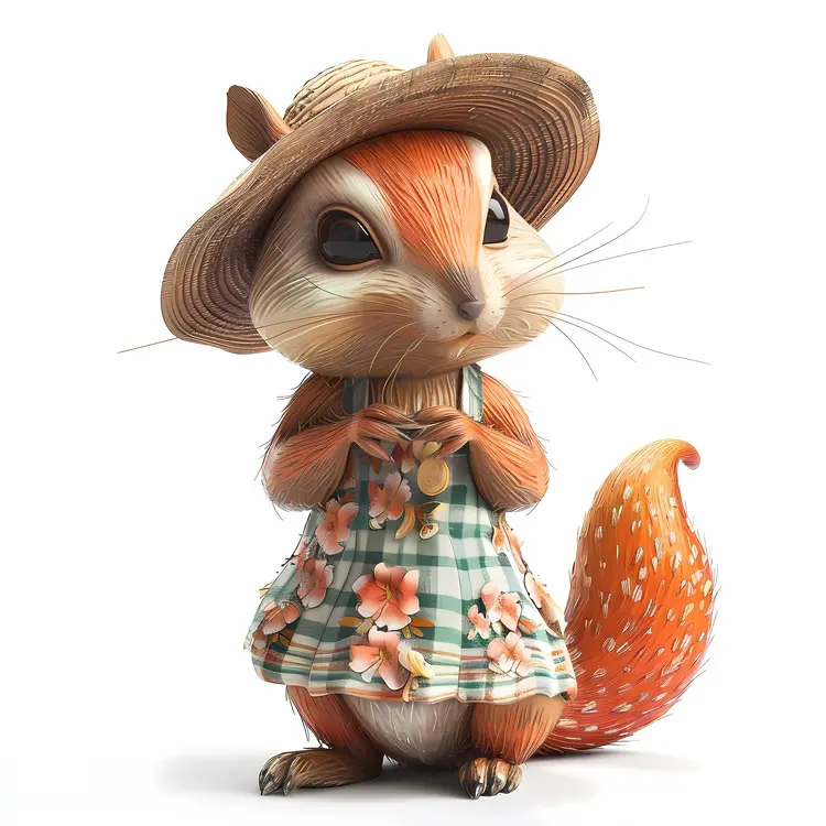 Cute Squirrel in Floral Dress