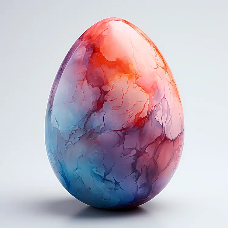Vibrant Marbled Painted Easter Egg