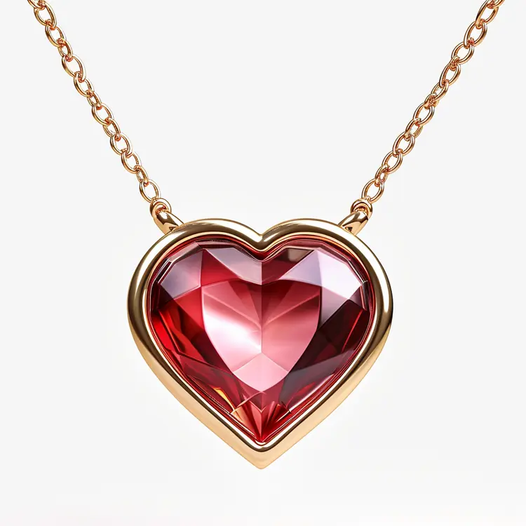Elegant Red Heart Necklace with Gems