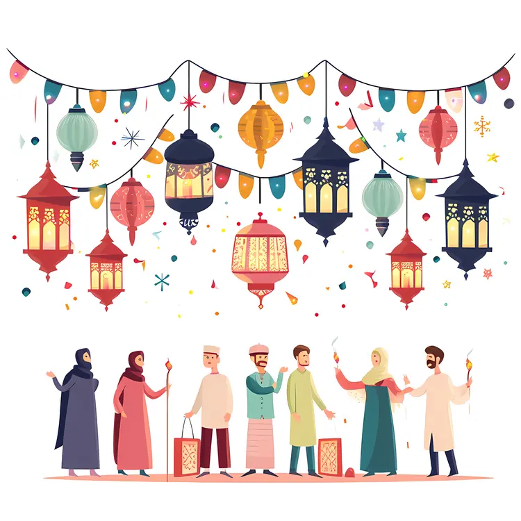 People Celebrating with Lanterns