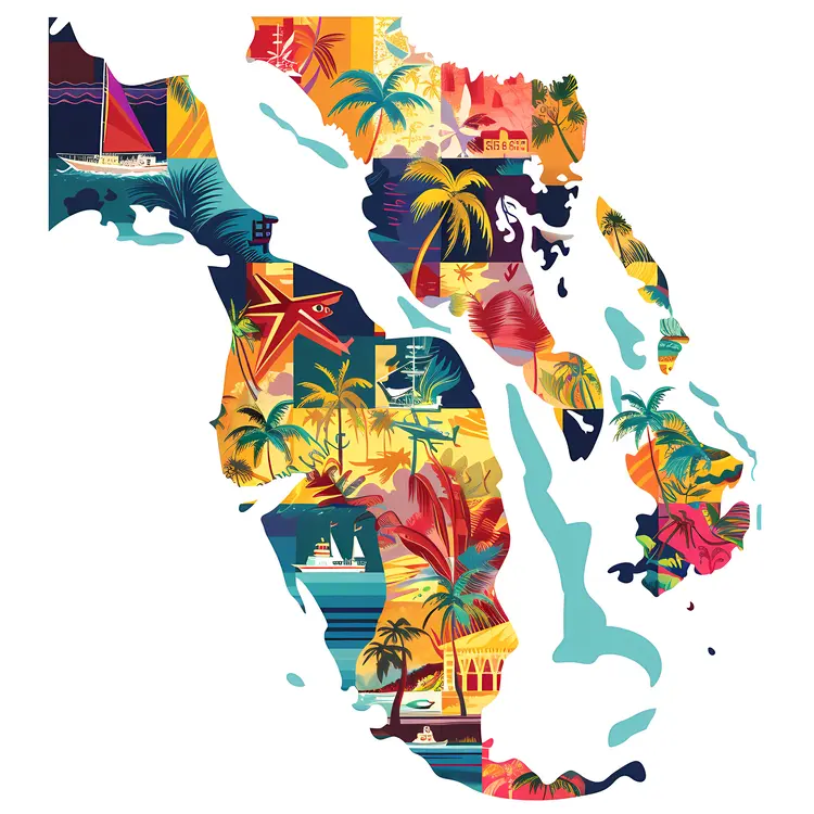 Colorful Map of Florida