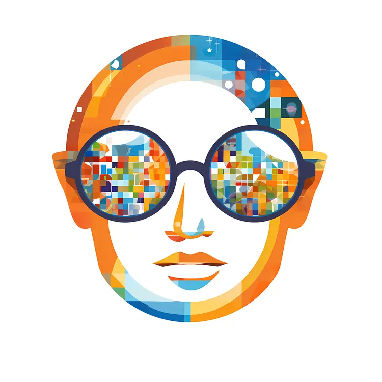 Colorful Abstract Face with Glasses