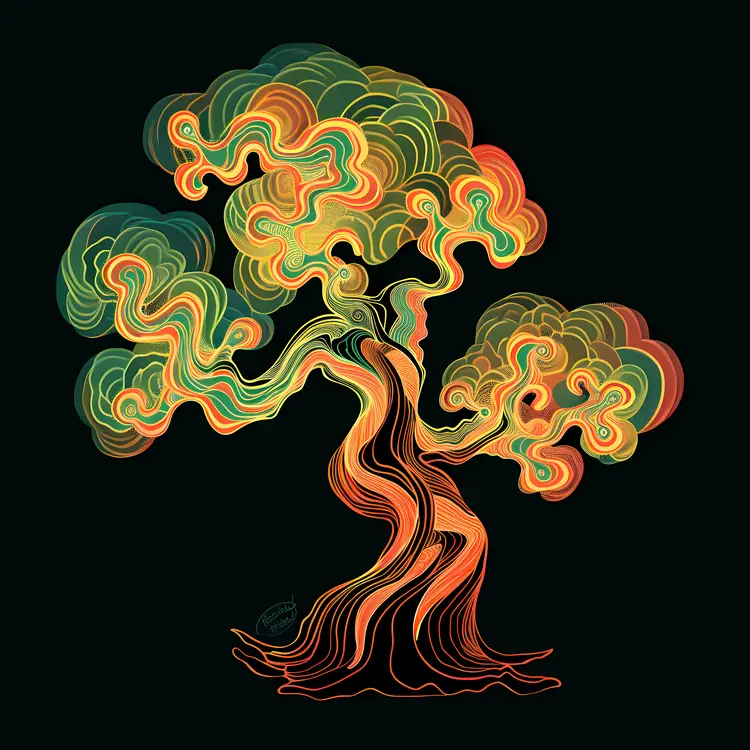 Abstract Colorful Tree Art