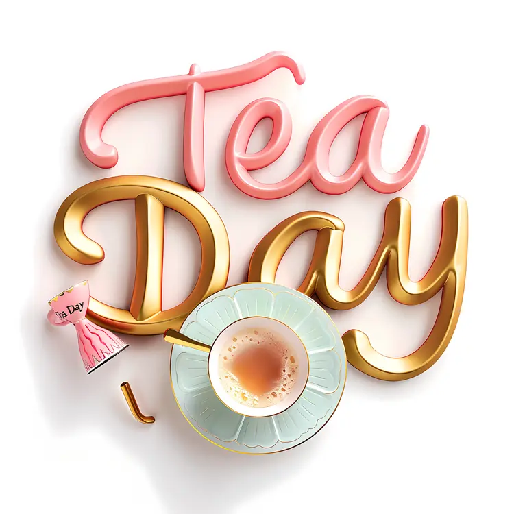 Colorful Tea Day Celebration Text