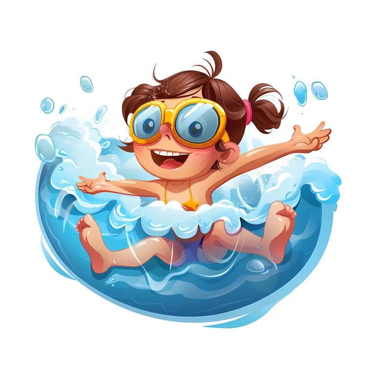 Girl in Pool with Goggles