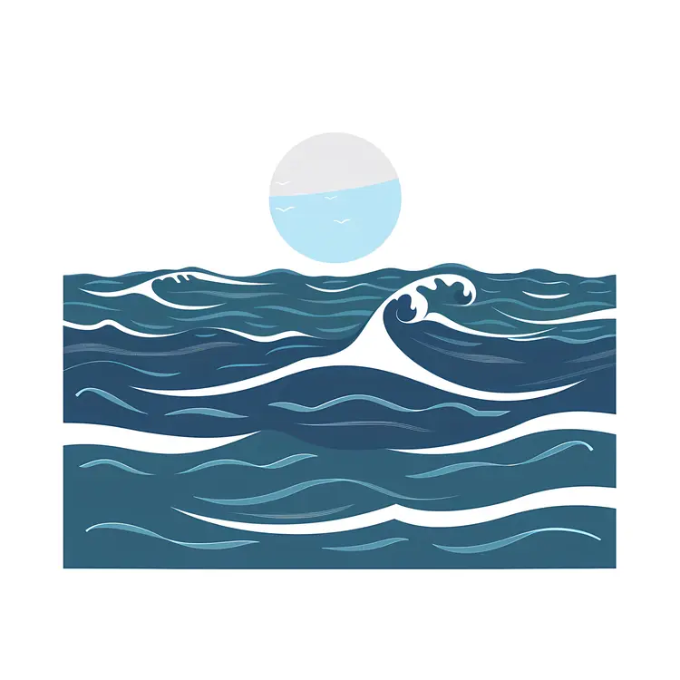 Calm Moonlit Waves in the Ocean