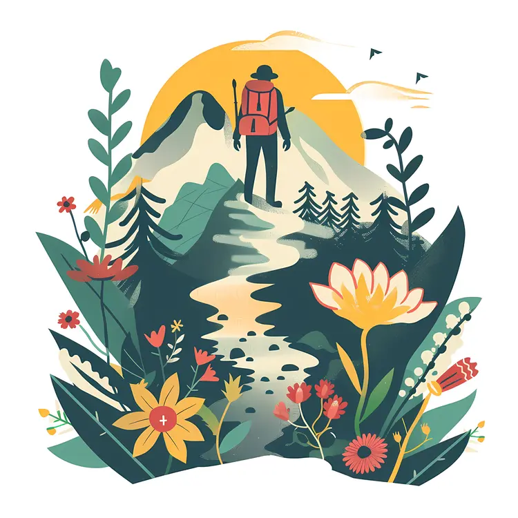Hiker in Scenic Mountain Landscape