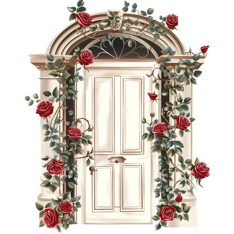 Elegant Door with Red Roses