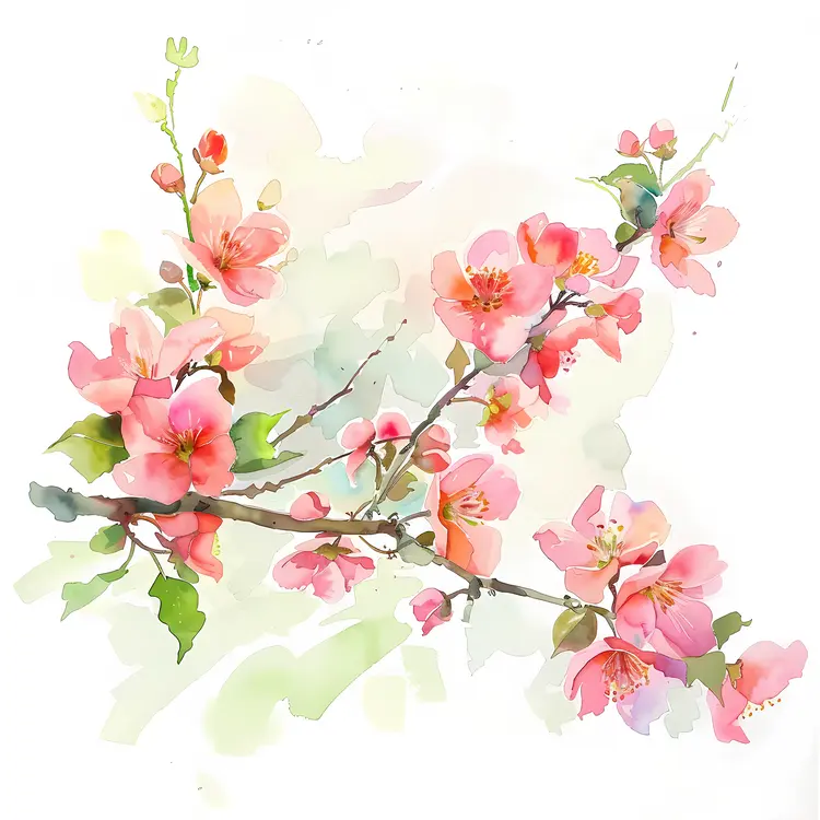 Delicate Pink Blossoms on a Branch