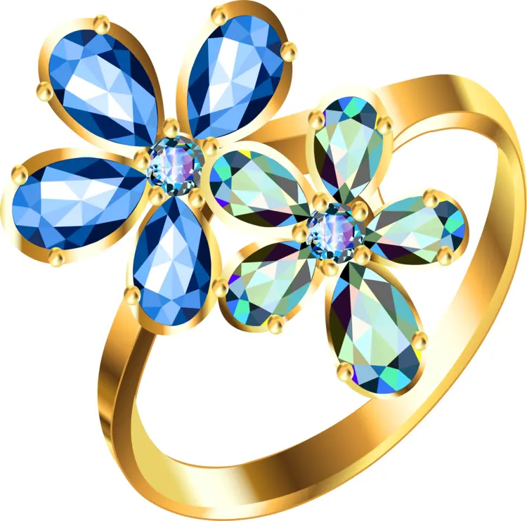 Beautiful Floral Ring with Blue Gemstones