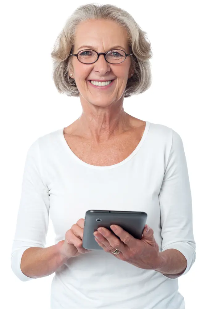 Smiling Woman with Tablet