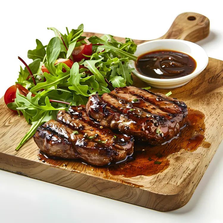 Grilled Steak with Fresh Salad and Sauce