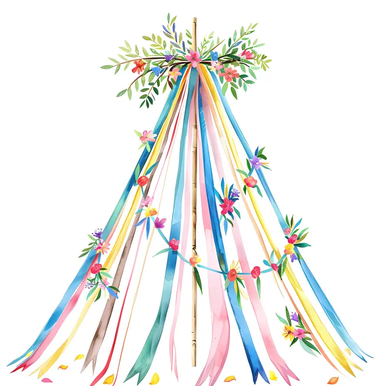Elegant Maypole with Colorful Ribbons
