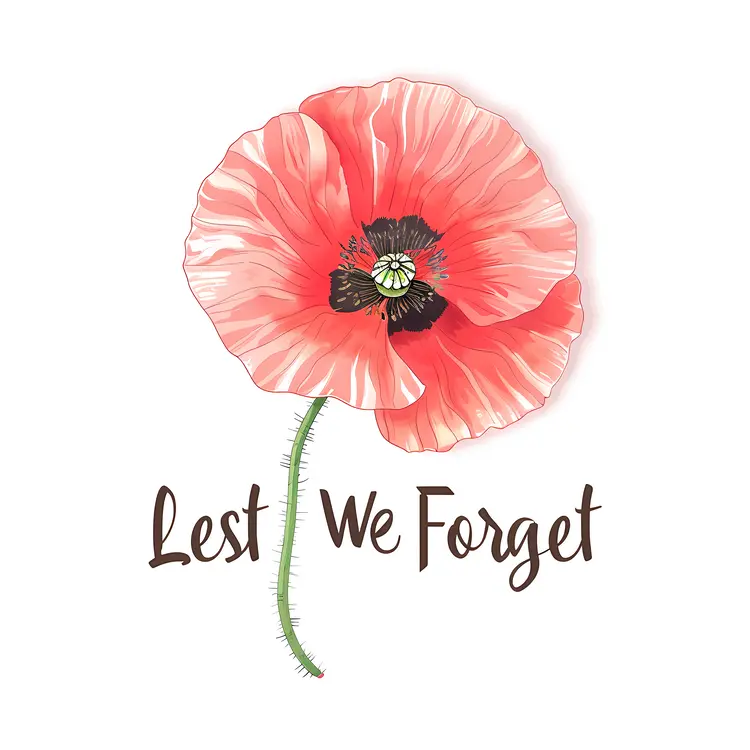 Red Poppy with Lest We Forget