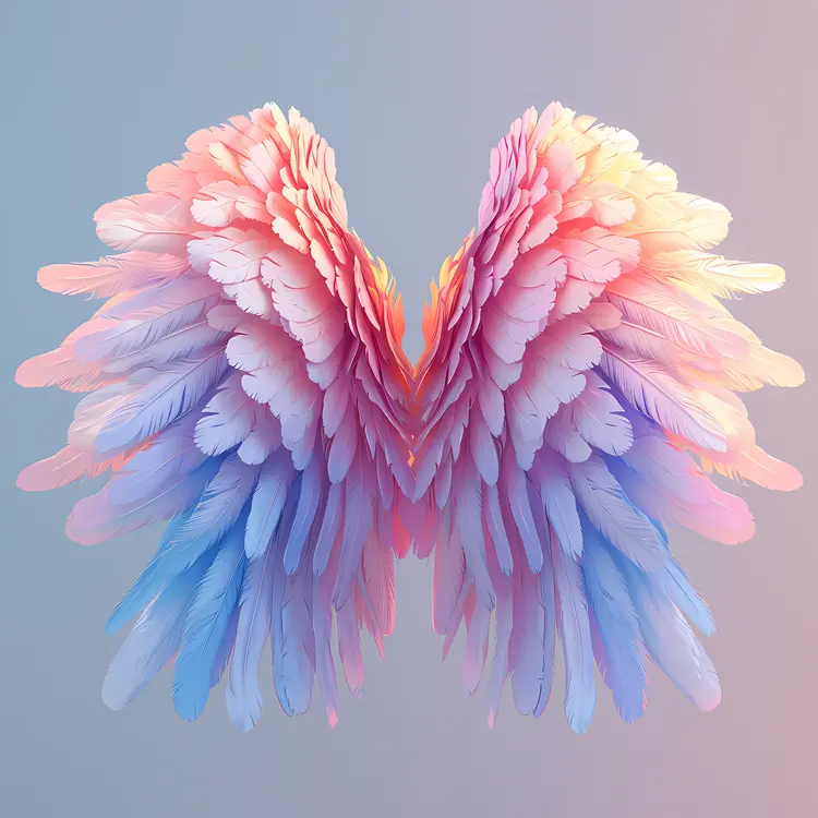 Colorful Pastel Wings with Feathers
