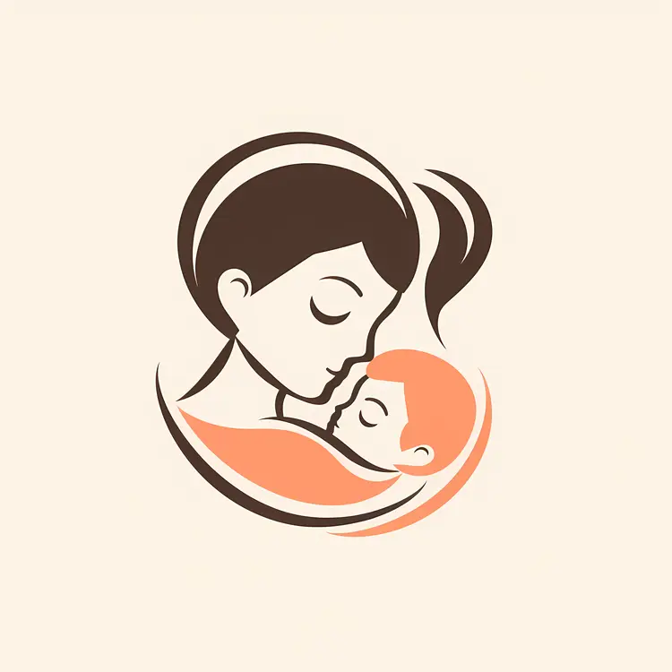 Stylized Illustration of Mother and Child