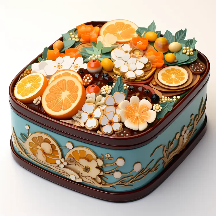 Decorative Bento Box with Fruits and Vegetables