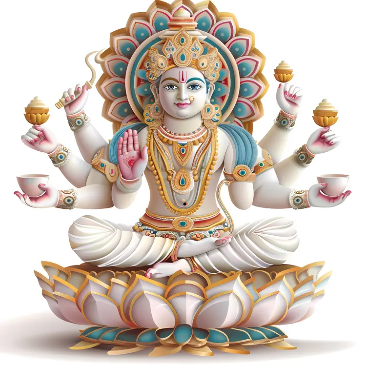 Divine Hindu Deity with Multiple Arms