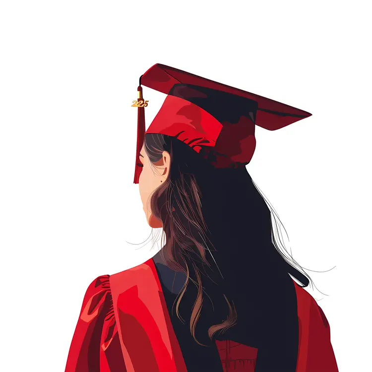 Girl in Red Graduation Cap