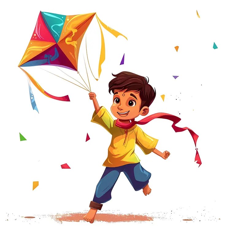 Boy Running with a Kite