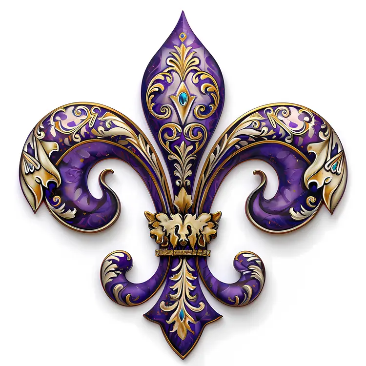 Purple and Gold Fleur-de-lis Ornament Design