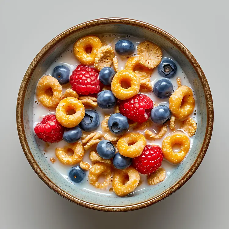 Healthy Cereal with Berries and Milk