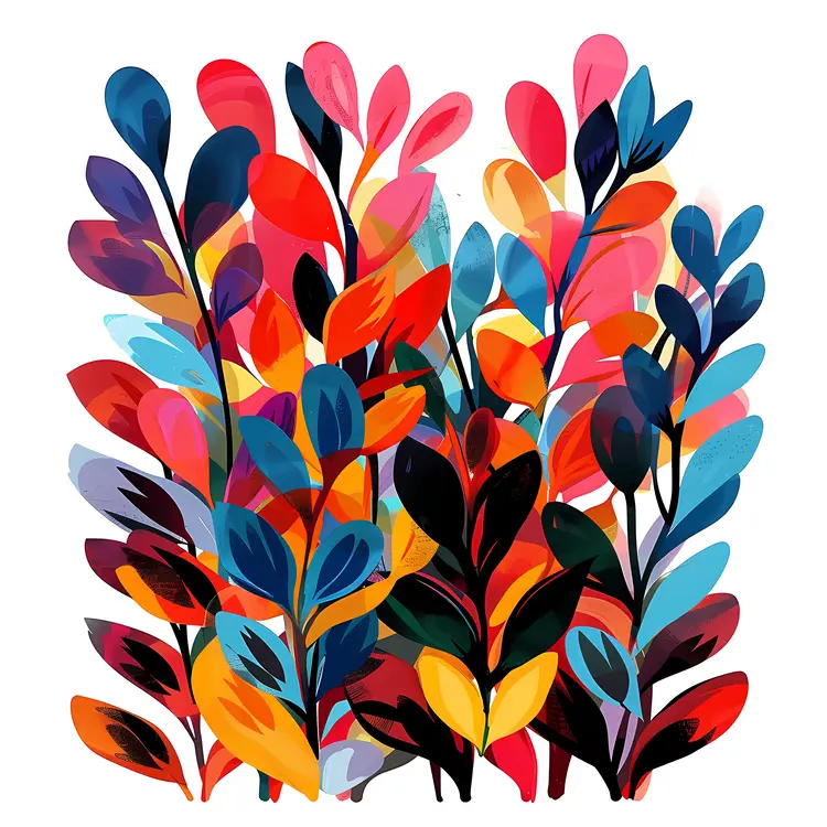 Colorful Botanical Foliage Illustration