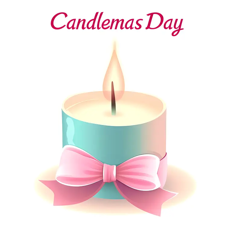 Candle with Pink Bow for Candlemas Day
